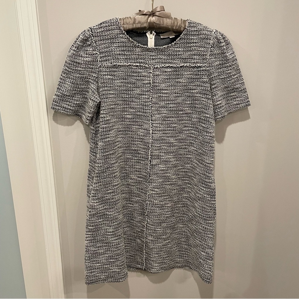 Ann Taylor LOFT Gray Tweed Shift Dress, Size M